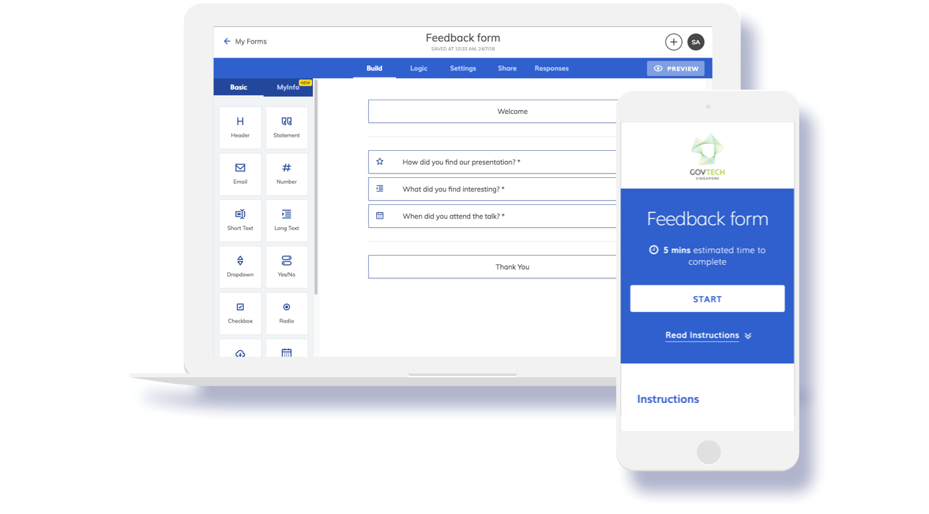 Public officers can create government forms easily with FormSG.